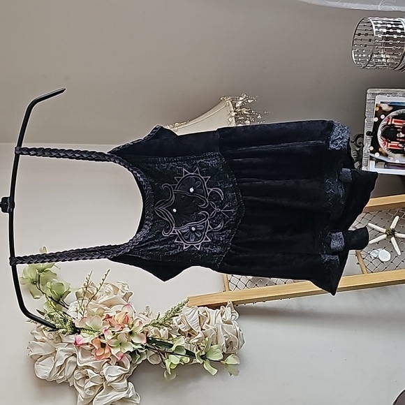 Free People tank embroidered velvet braided strap rare - Picture 1 of 8